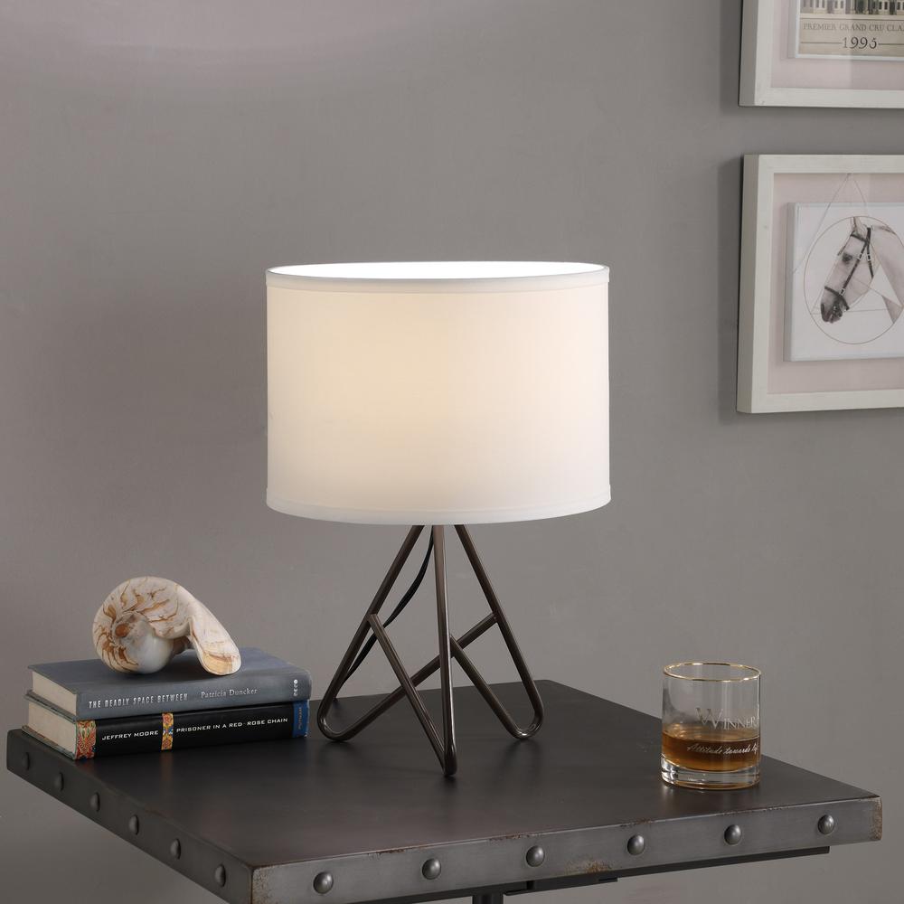 18” Asymmetric Espresso Metal Table Lamp. Picture 2