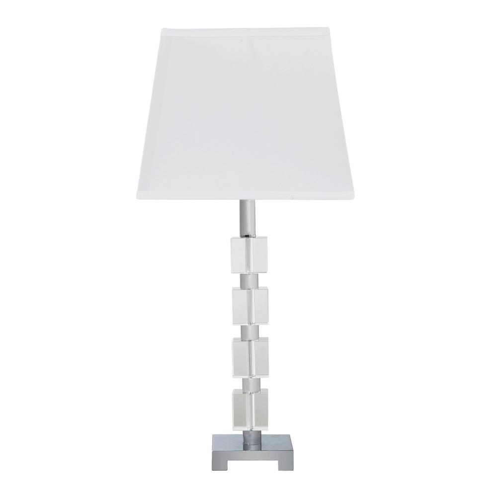 25" Crystal Geo Cubed Table Lamp With White Sharp Corner Square Tapered Shade. Picture 2