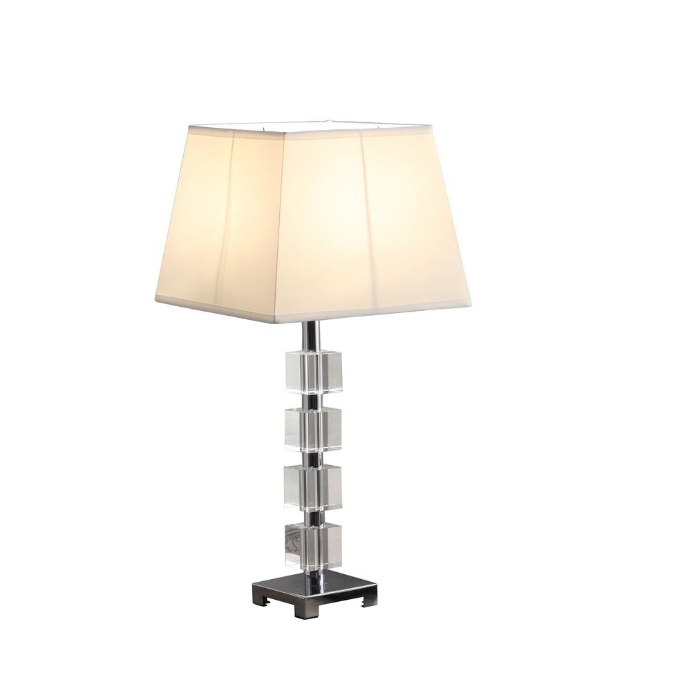 25" Crystal Geo Cubed Table Lamp With White Sharp Corner Square Tapered Shade. Picture 3