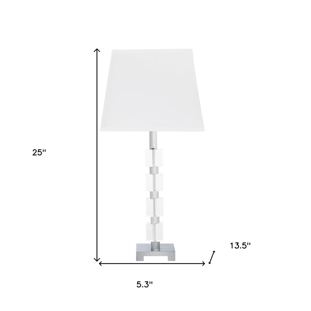 25" Crystal Geo Cubed Table Lamp With White Sharp Corner Square Tapered Shade. Picture 5