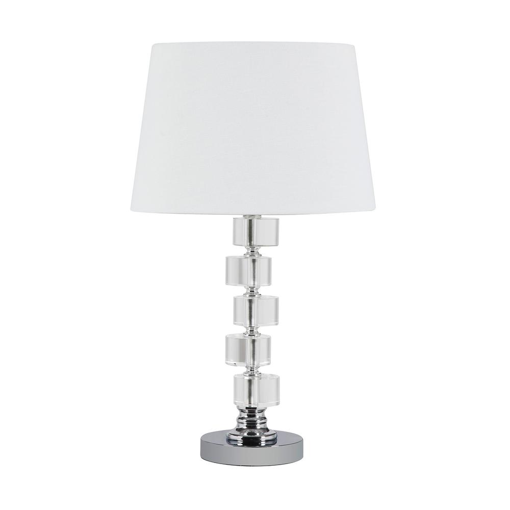 20" Silver Crystal Stacked Geo Cubes Table Lamp With White Classic Empire Shade. Picture 4
