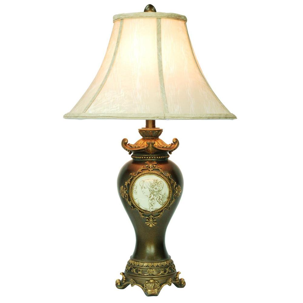 Classical Greek Style Table Lamp with Espresso Brown Finish. Picture 1