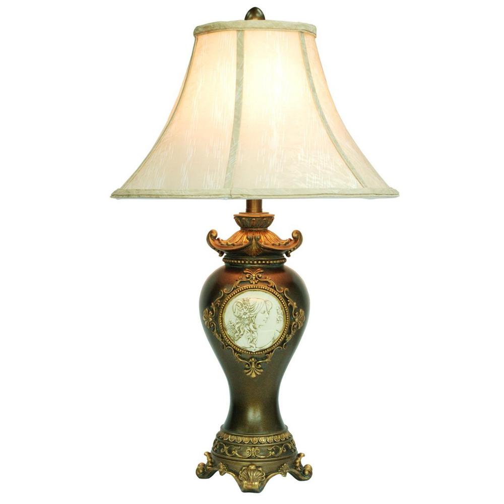 Classical Greek Style Table Lamp with Espresso Brown Finish. Picture 2