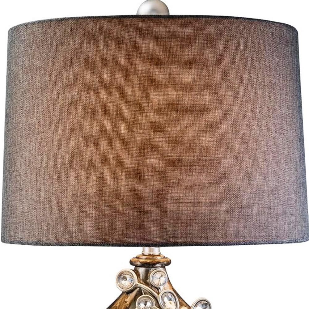 Brown and Gold Faux Crystal Glam Accent Table Lamp. Picture 3