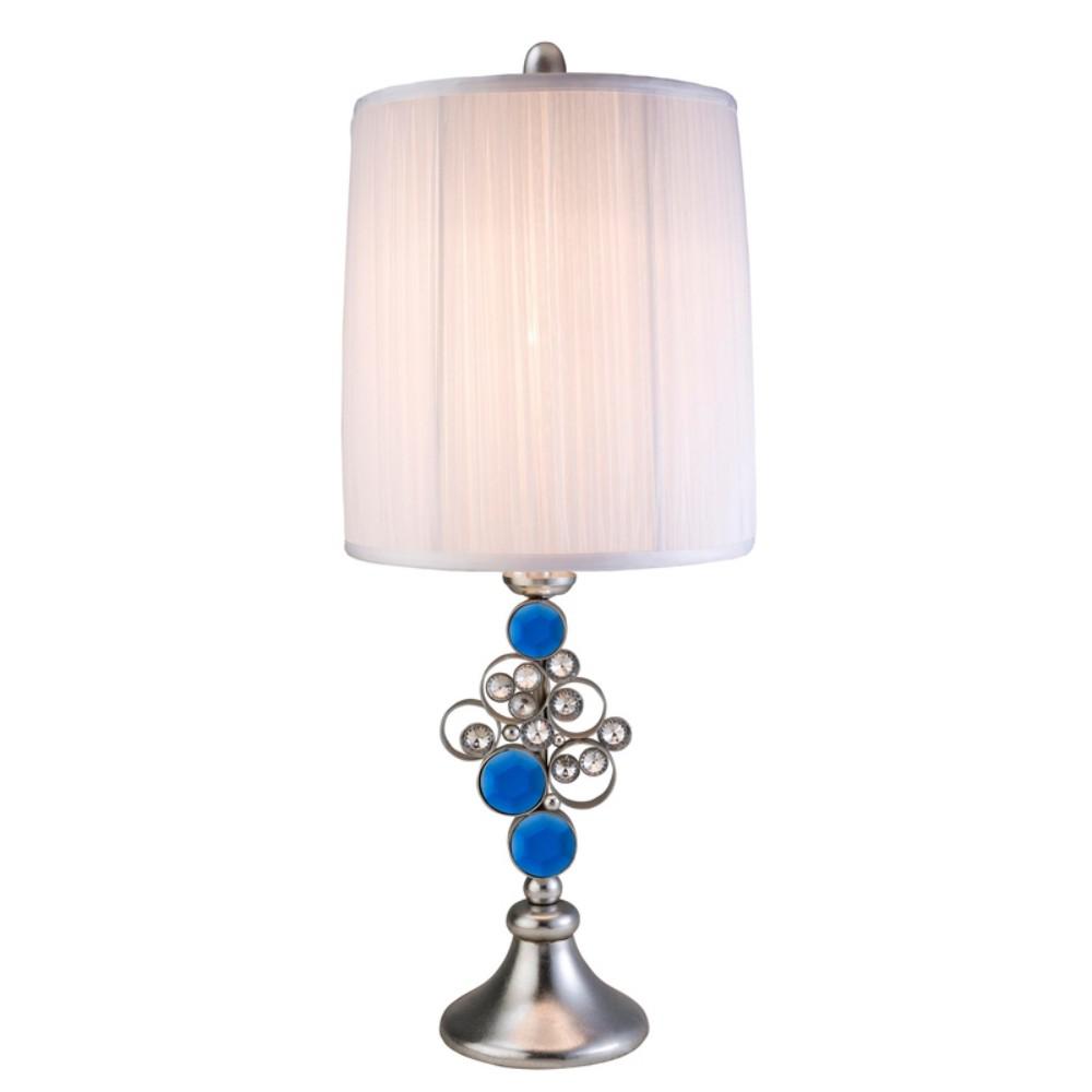 Dazzling Faux Crystal and Turquoise Silver Table Lamp. Picture 1