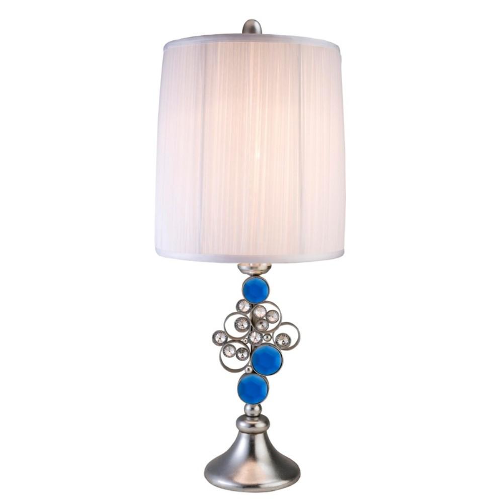 Dazzling Faux Crystal and Turquoise Silver Table Lamp. Picture 2