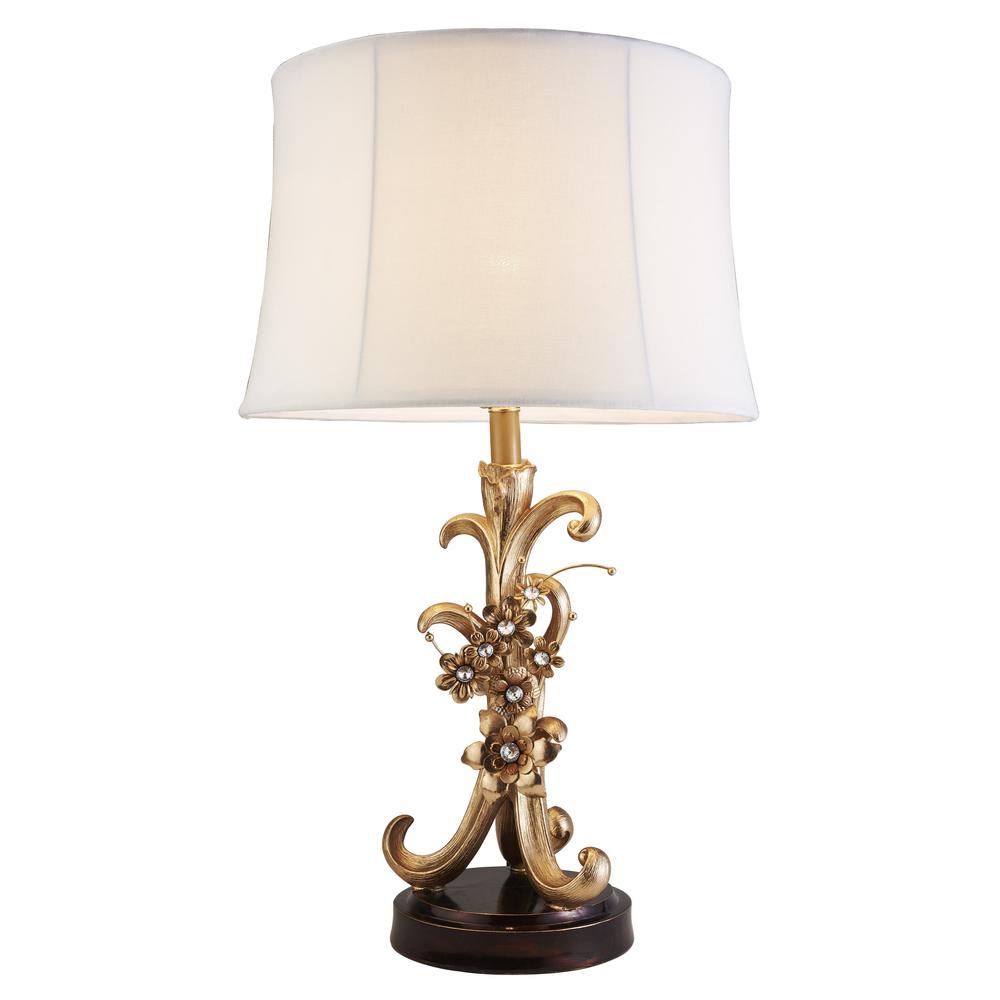 Golden Scroll and Faux Crystal Bling Table Lamp. Picture 1
