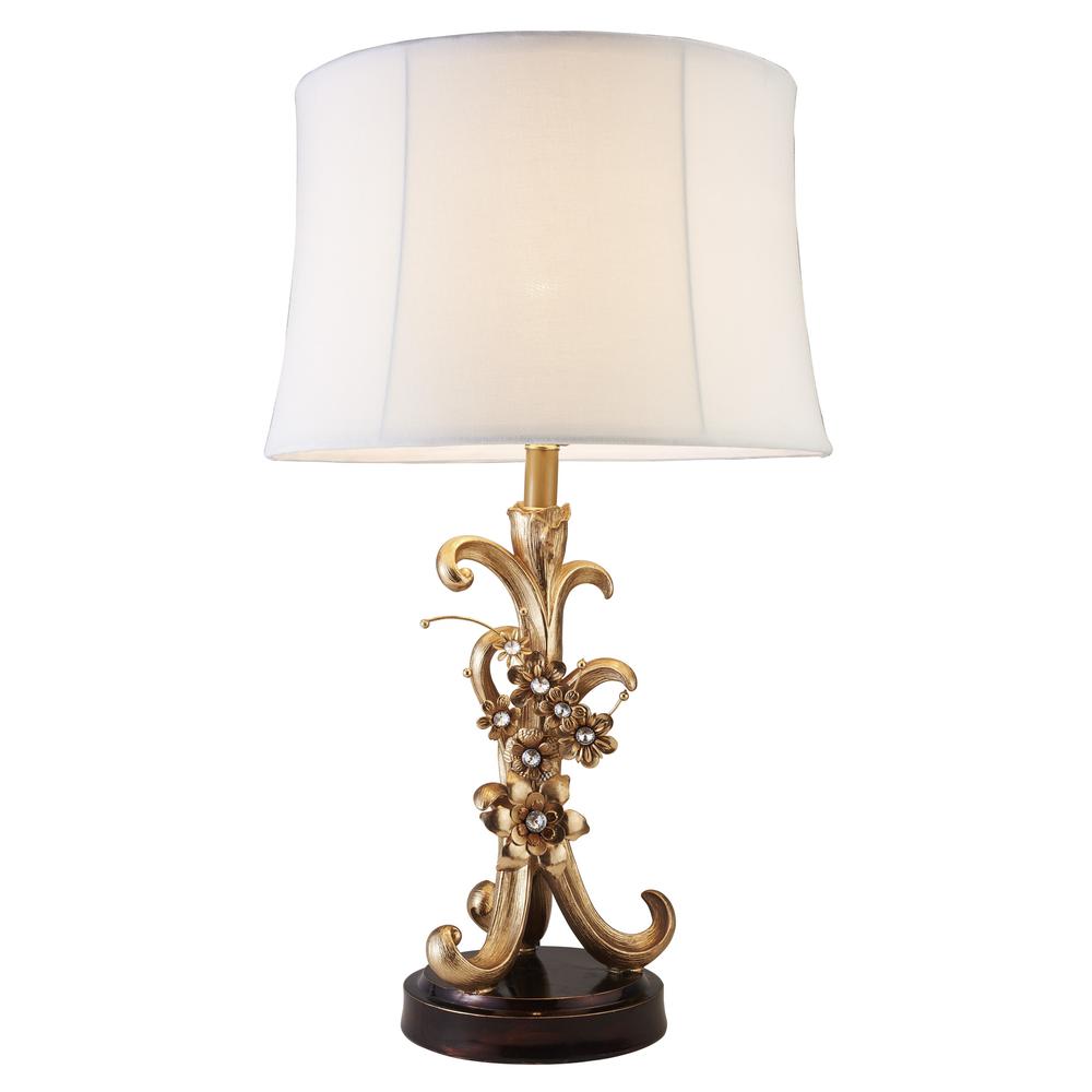 Golden Scroll and Faux Crystal Bling Table Lamp. Picture 2