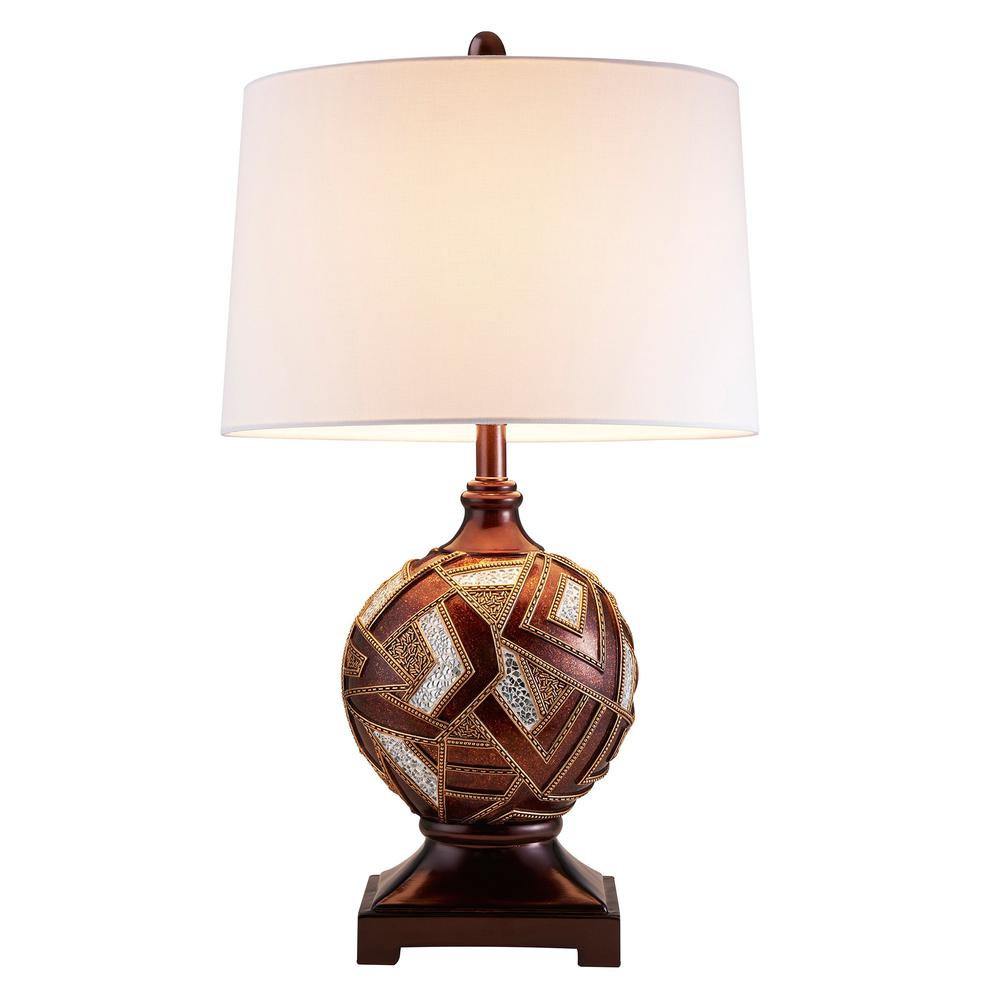 Brown Metallic Mosaic Design Table Lamp. Picture 1