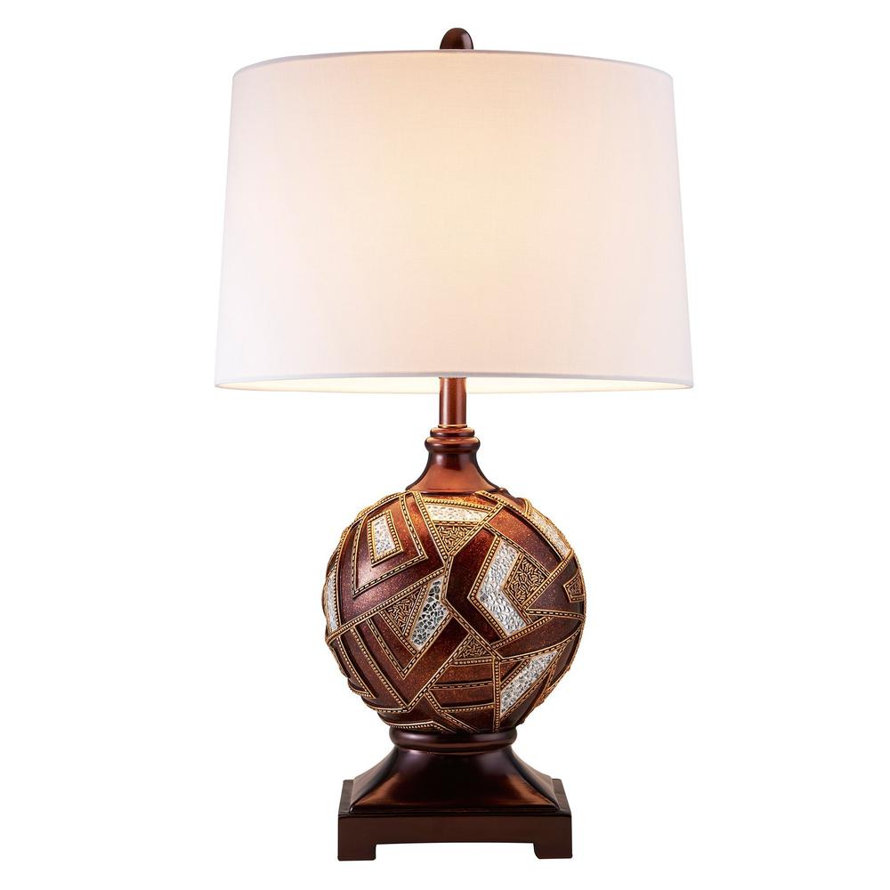 Brown Metallic Mosaic Design Table Lamp. Picture 2