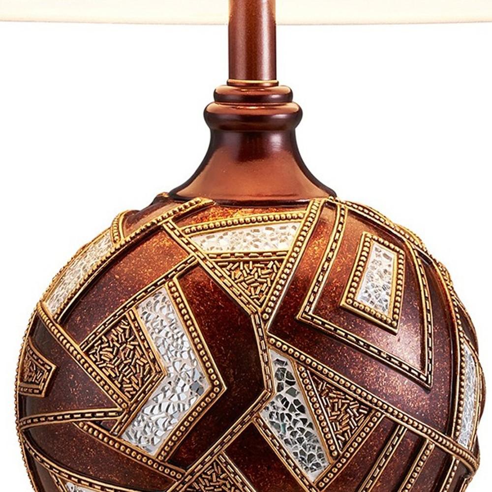 Brown Metallic Mosaic Design Table Lamp. Picture 3