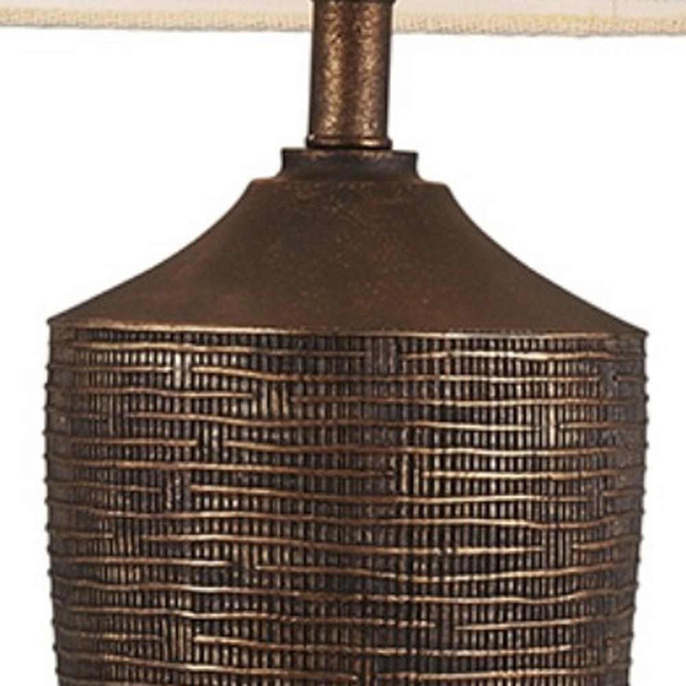 Fantastic Rustic Ribbed Bronze Table Lamp. Picture 3