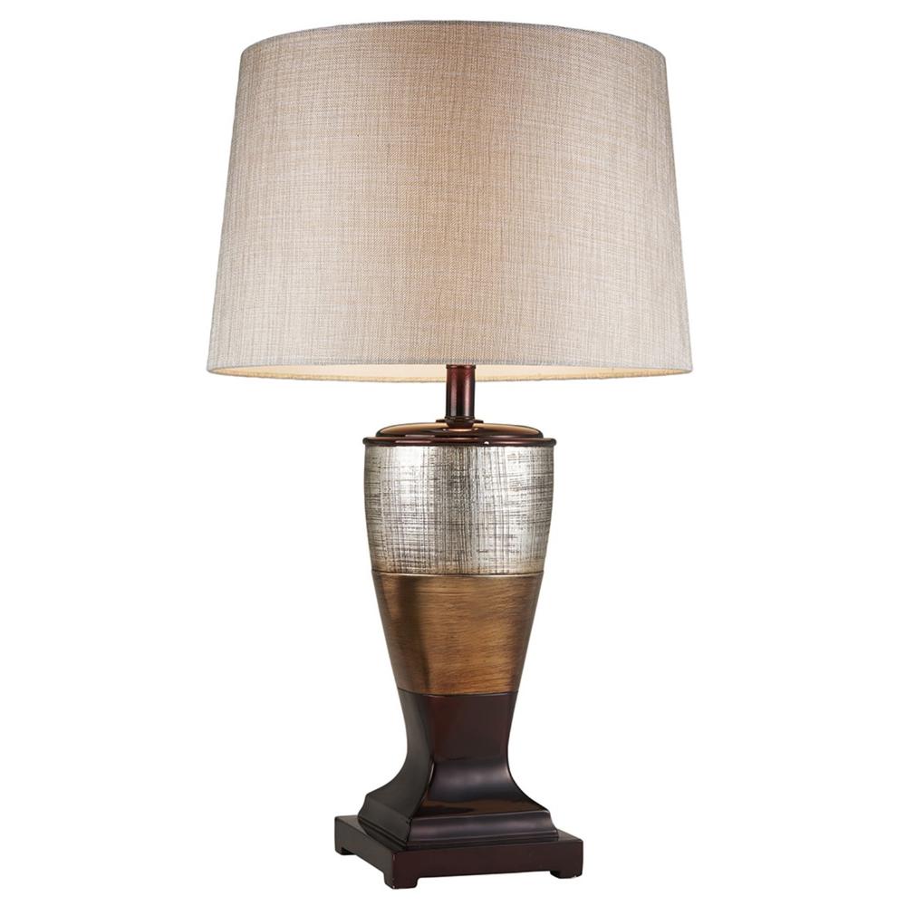 Exotic Brown and Gold Wide Stripe Table Lamp. Picture 1