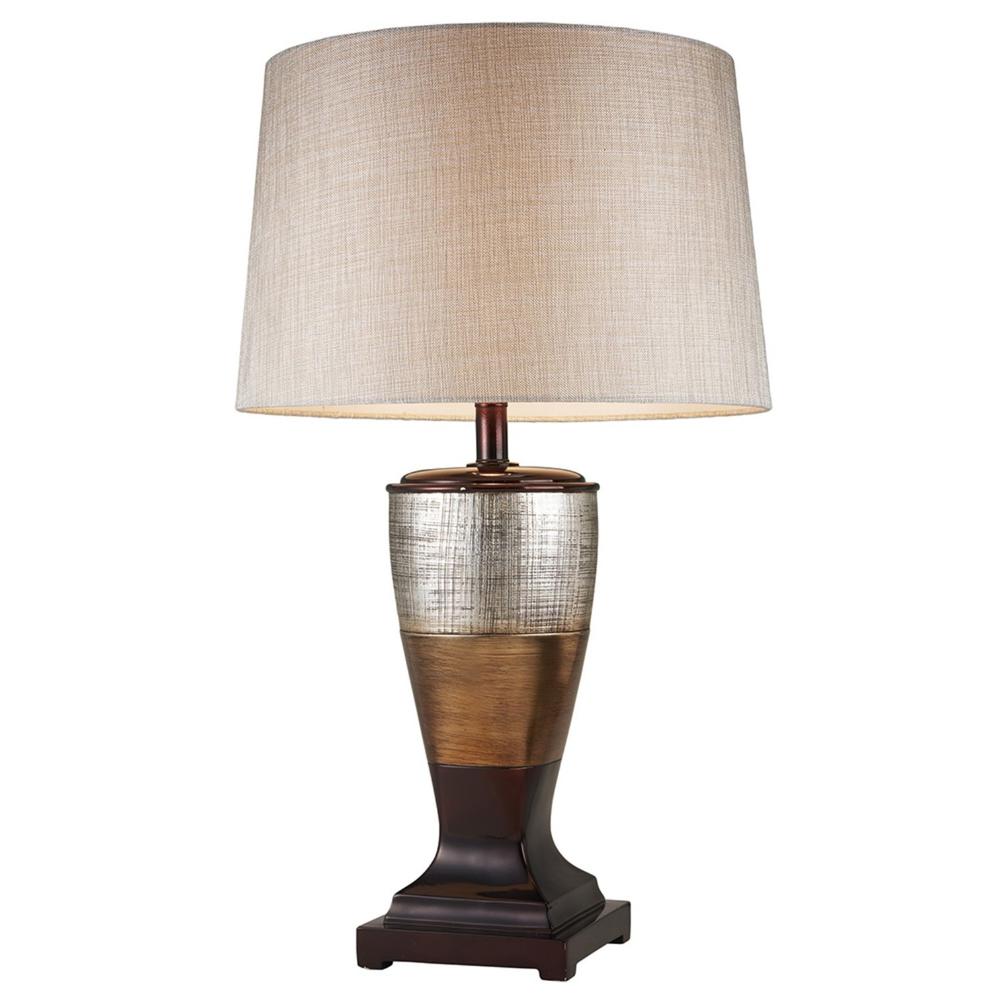 Exotic Brown and Gold Wide Stripe Table Lamp. Picture 3