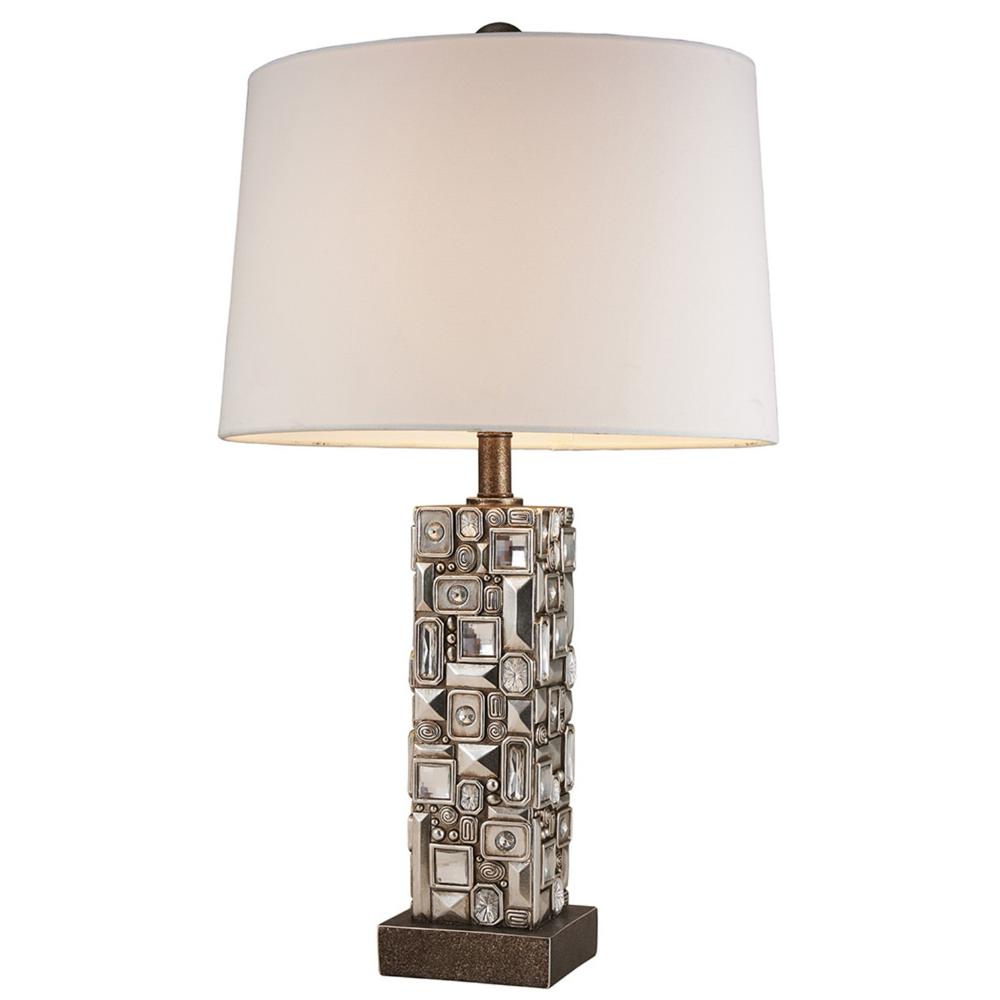 Silver Table Lamp with Abstract Mirror Design. Picture 1