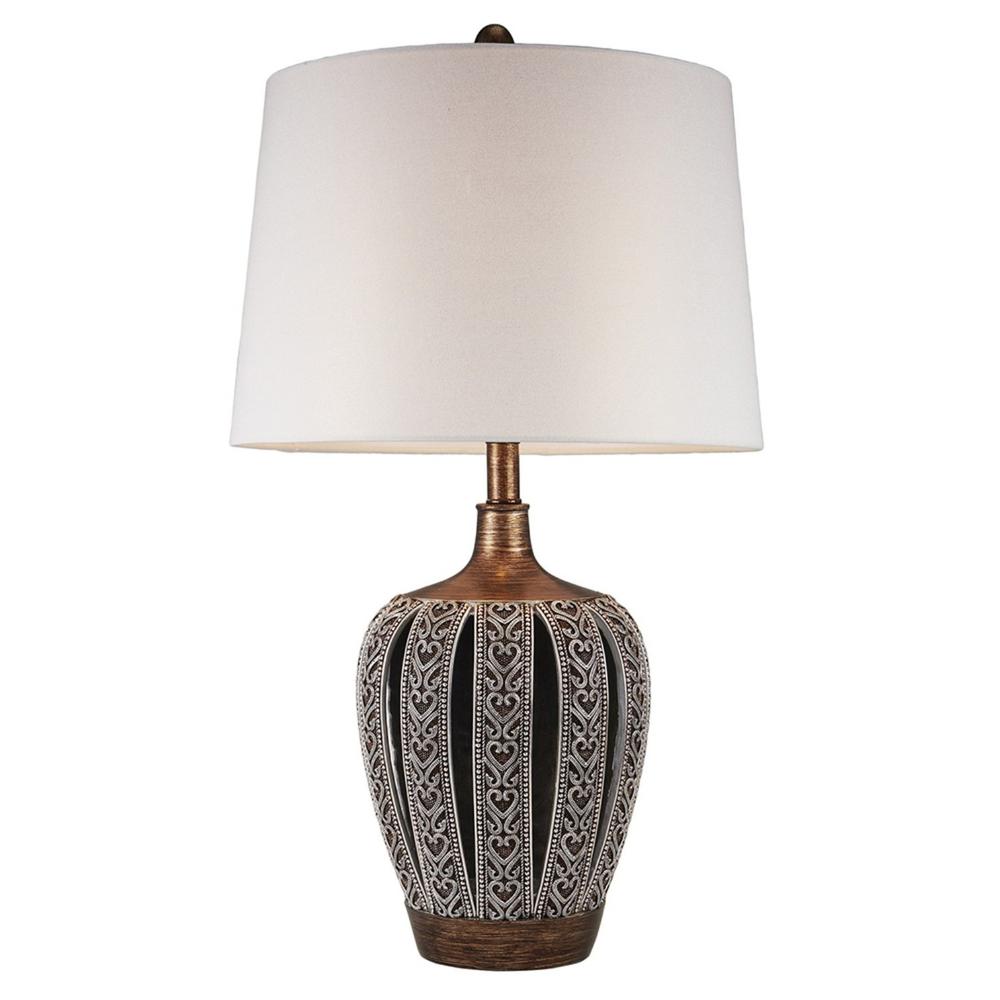 Primo Tall Brown Table Lamp with White Lamp Shade. Picture 2