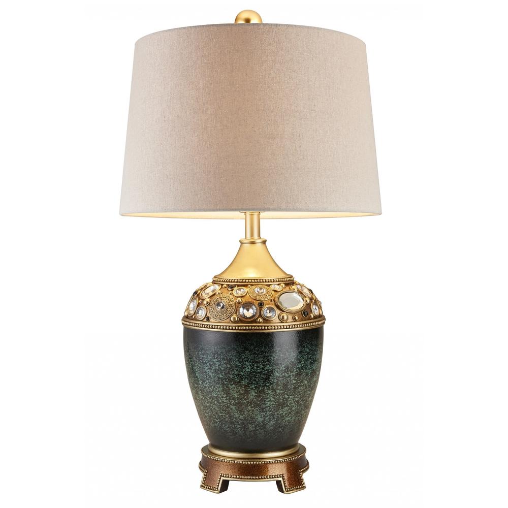 Marble Footed Table Lamp with Green Accents. Picture 3