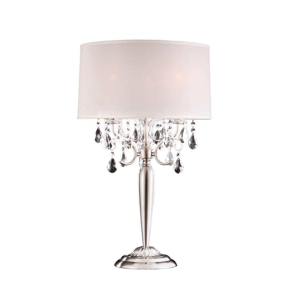 Glam Silver Scroll Chandelier Faux Crystal Table Lamp. Picture 2