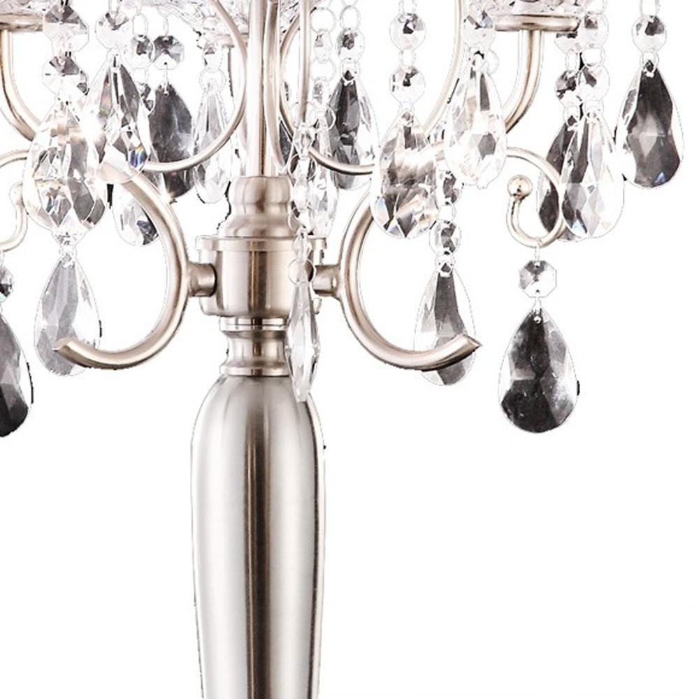 Glam Silver Scroll Chandelier Faux Crystal Table Lamp. Picture 3