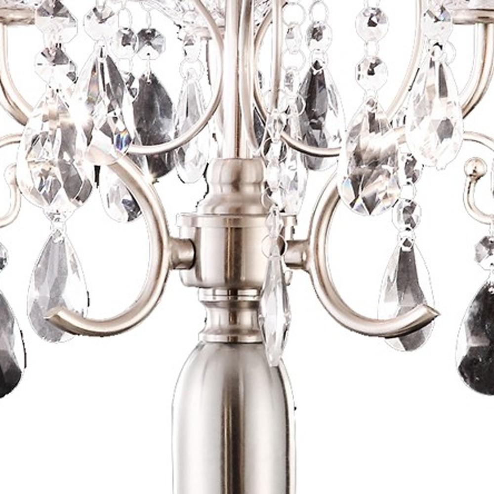 Glam Silver Scroll Chandelier Faux Crystal Table Lamp. Picture 4