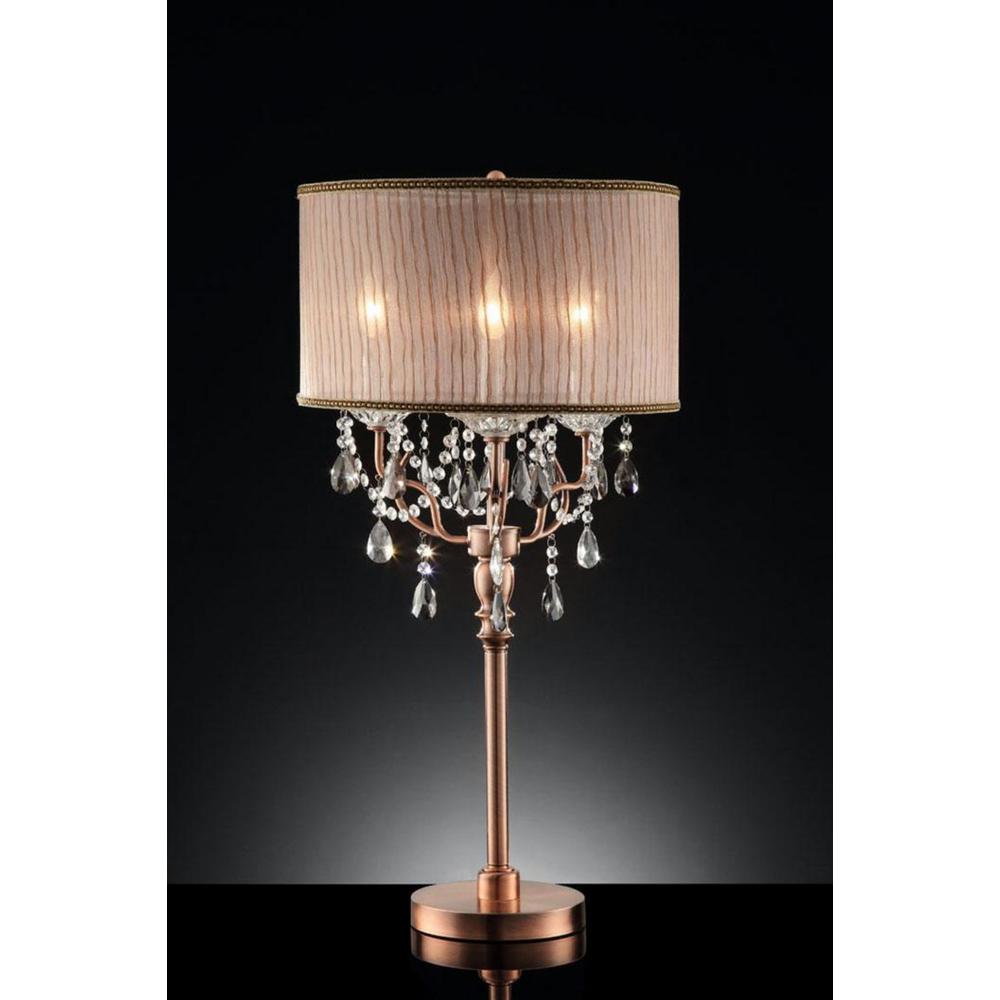 Silver and Pink Faux Crystal Accednt Table Lamp. Picture 1