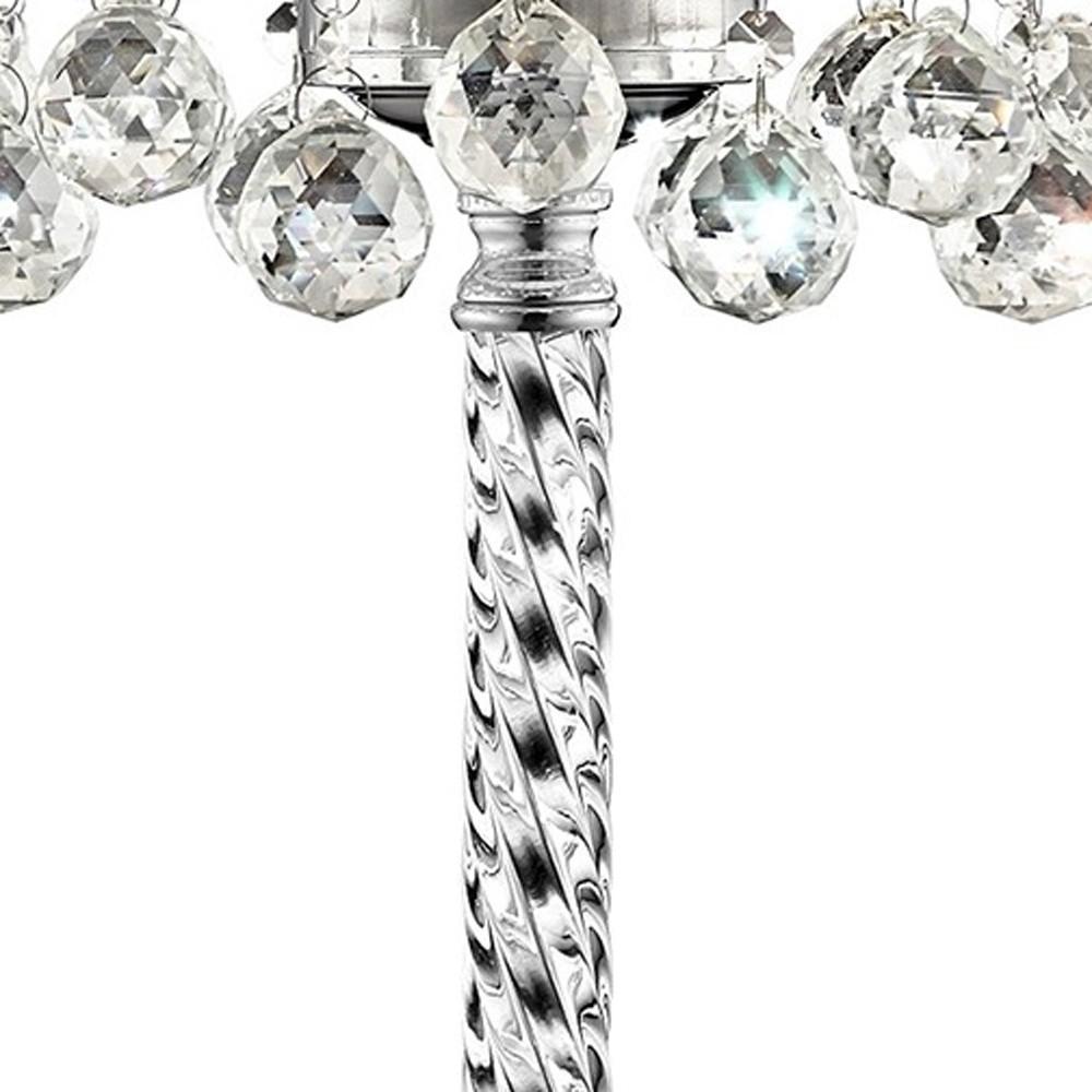 Chic Silver Tall Table Lamp with Crystal Accents and Silver Shade. Picture 5