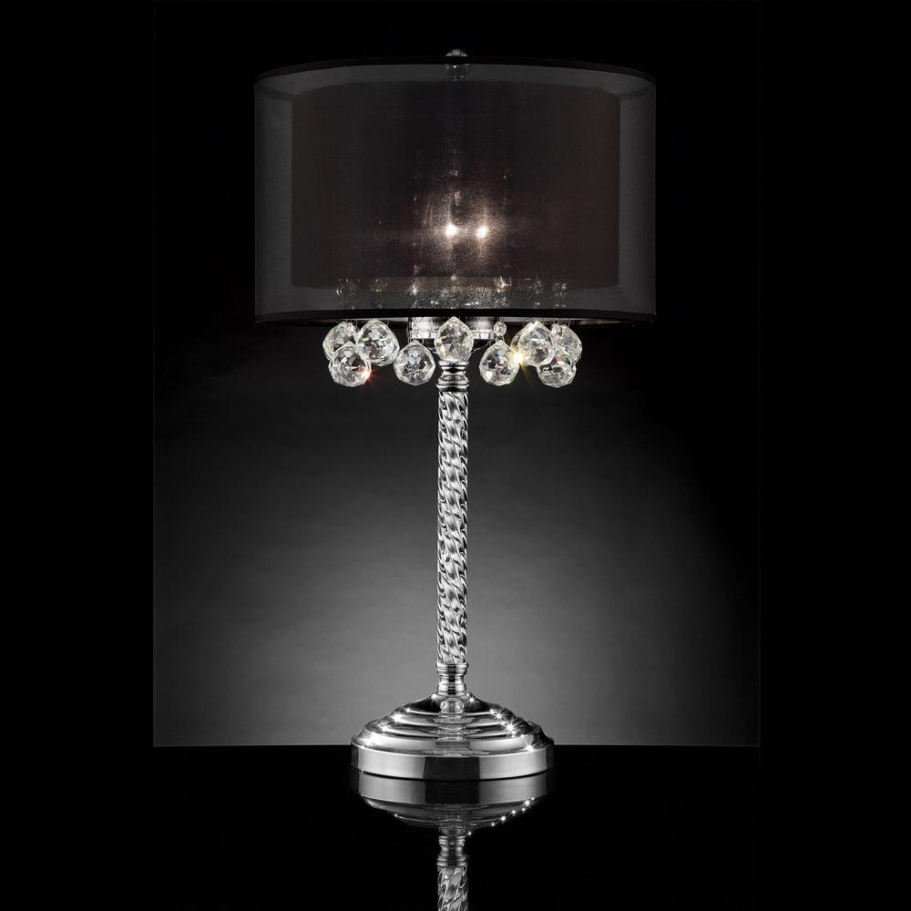 Contempo Silver Table Lamp with Black Shade and Crystal Accents. Picture 2