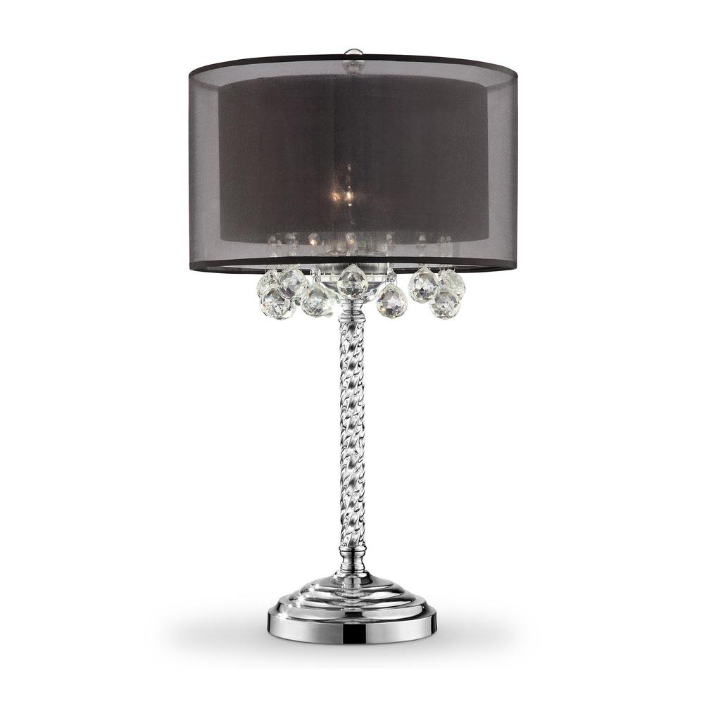 Contempo Silver Table Lamp with Black Shade and Crystal Accents. Picture 4