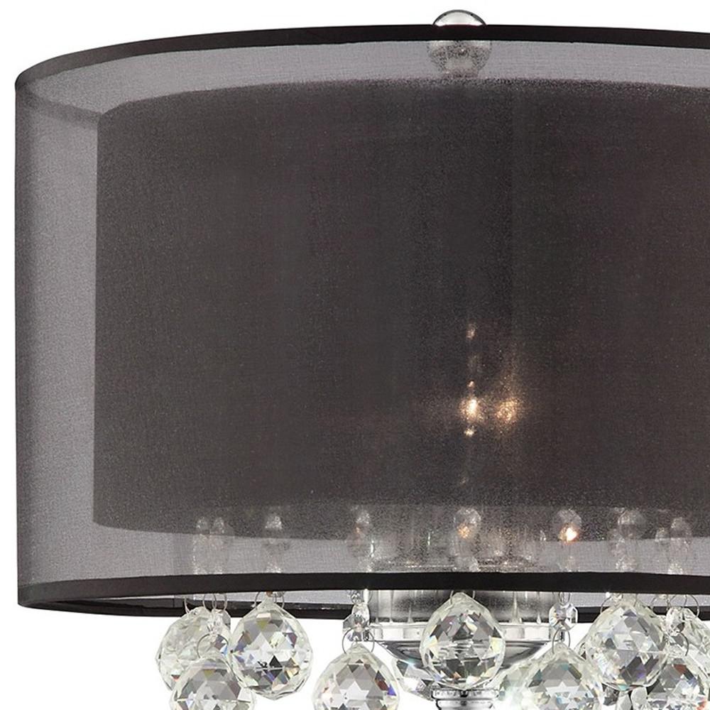 Contempo Silver Table Lamp with Black Shade and Crystal Accents. Picture 5