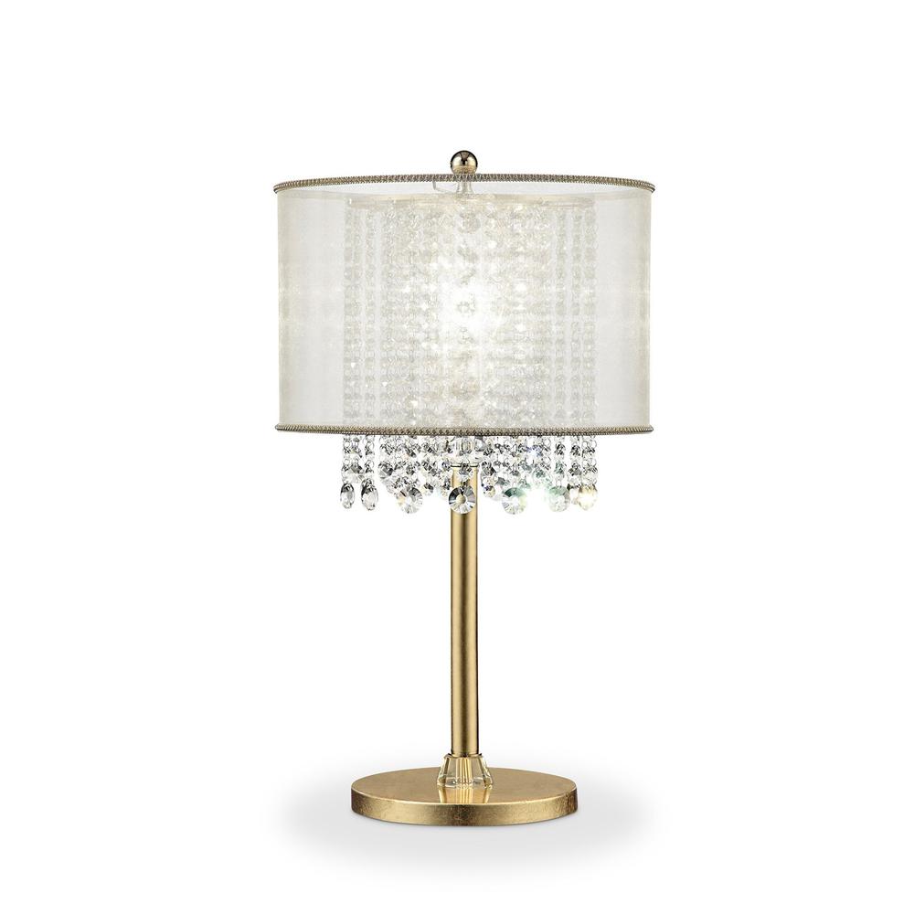 Primo Gold Finish Table Lamp with Crystal Accents and White Shade. Picture 4