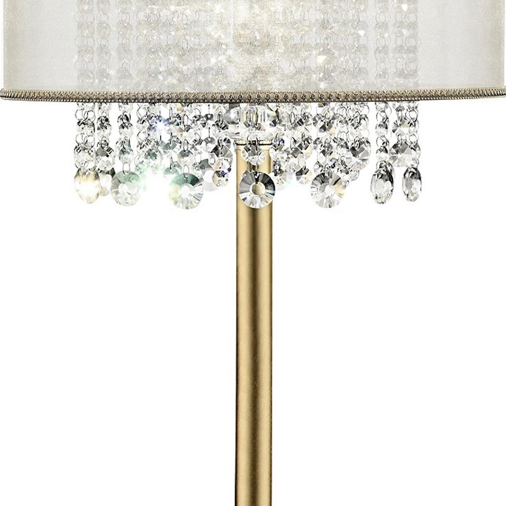 Primo Gold Finish Table Lamp with Crystal Accents and White Shade. Picture 5