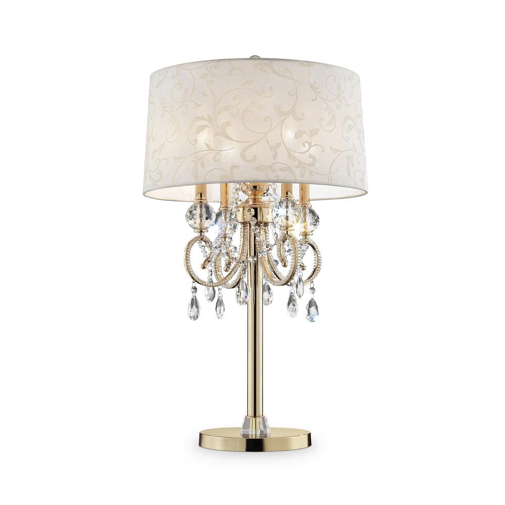 Stunning Brass Gold Finish Table Lamp with Crystal Accents. Picture 1