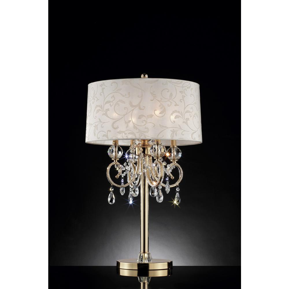 Stunning Brass Gold Finish Table Lamp with Crystal Accents. Picture 2