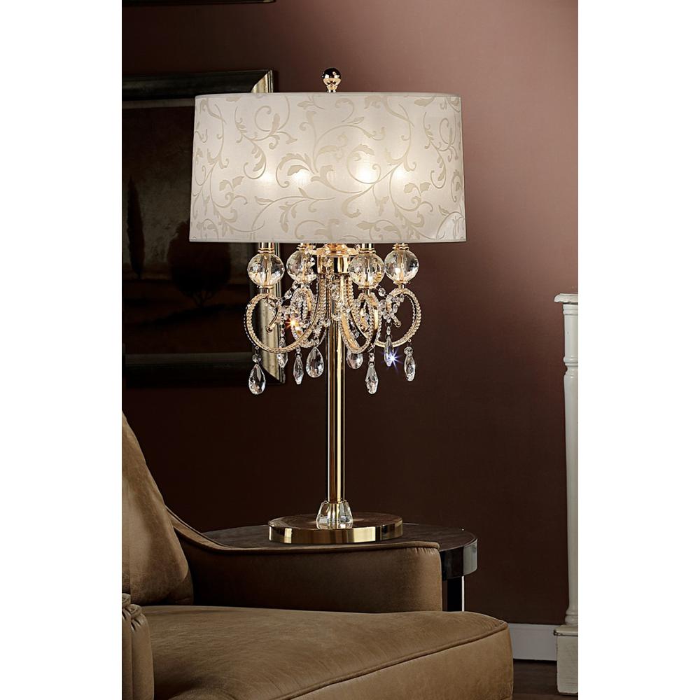 Stunning Brass Gold Finish Table Lamp with Crystal Accents. Picture 3