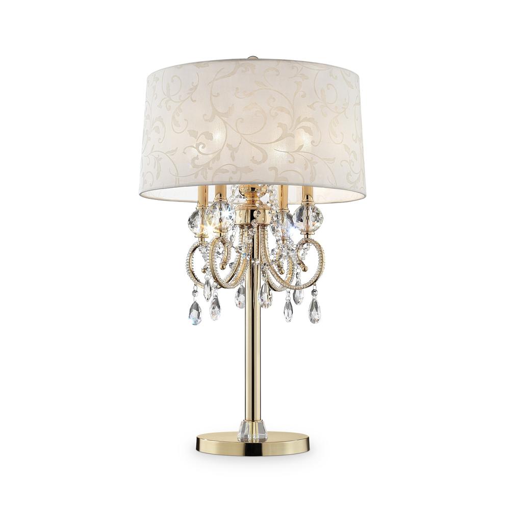 Stunning Brass Gold Finish Table Lamp with Crystal Accents. Picture 4