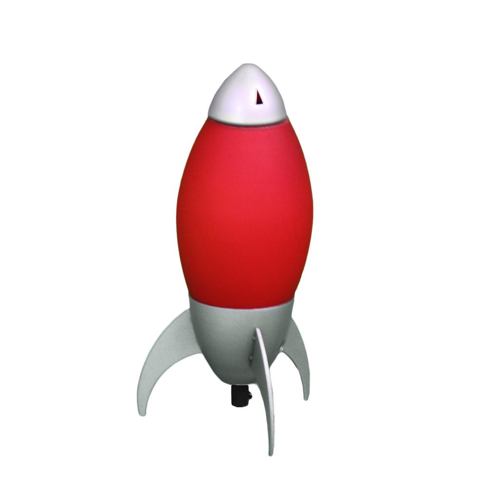Red and Silver Rocket Shaped Table Lamp. Picture 2