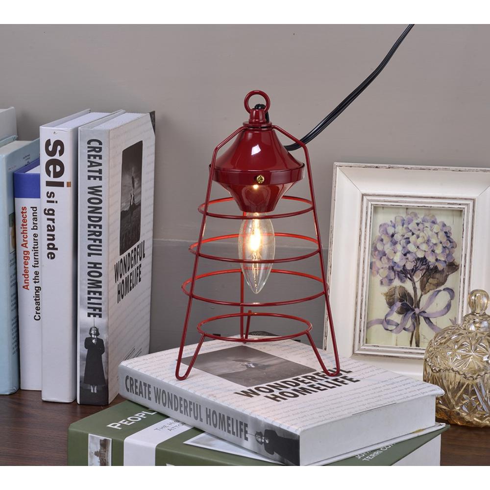 Modern Red Lantern Design Table Lamp. Picture 2