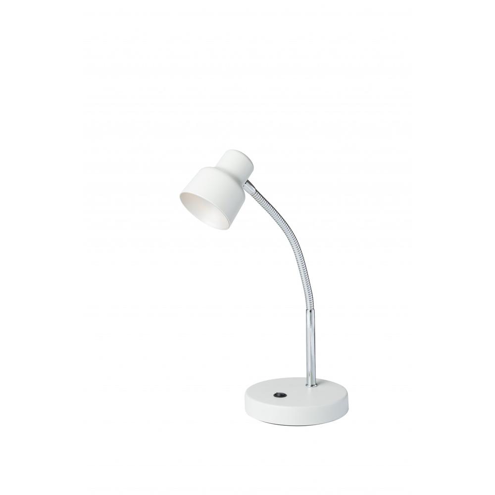 White and Silver Metal Gooseneck Desk Lamp. Picture 1