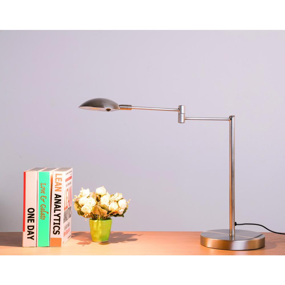 Minimalist Silver Metal Swing Arm Desk Lamp. Picture 2