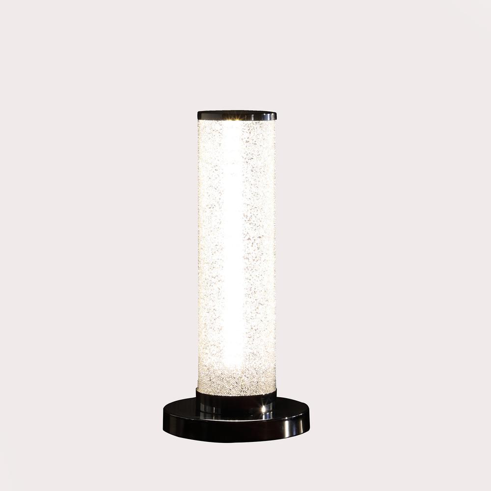 13” Modern White Sand Crystal And Steel Table Lamp. Picture 2