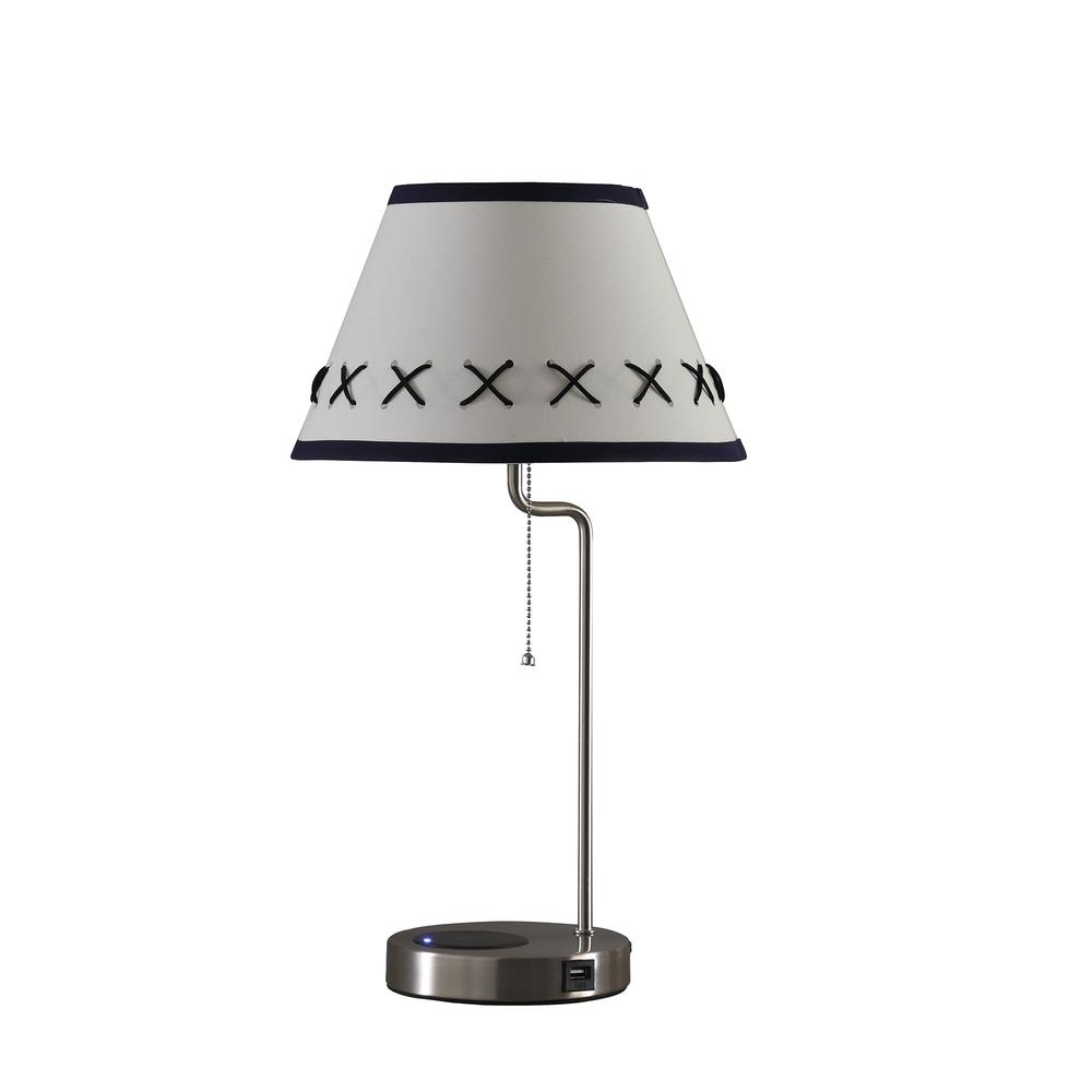 20” Modern Metal Table Lamp With USB Port. Picture 1