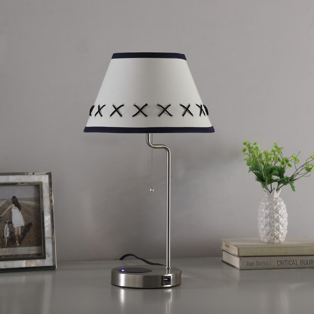 20” Modern Metal Table Lamp With USB Port. Picture 3