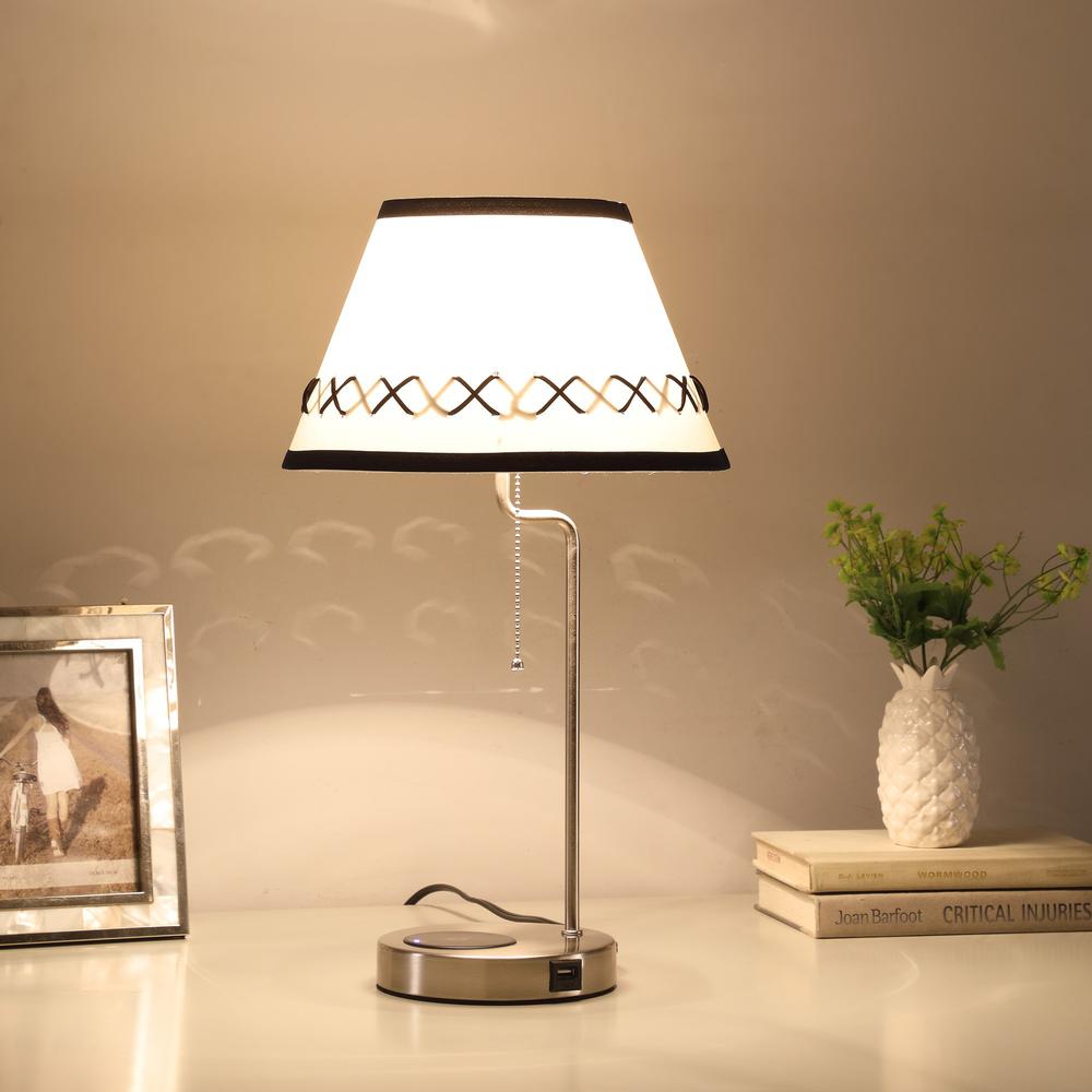 20” Modern Metal Table Lamp With USB Port. Picture 4