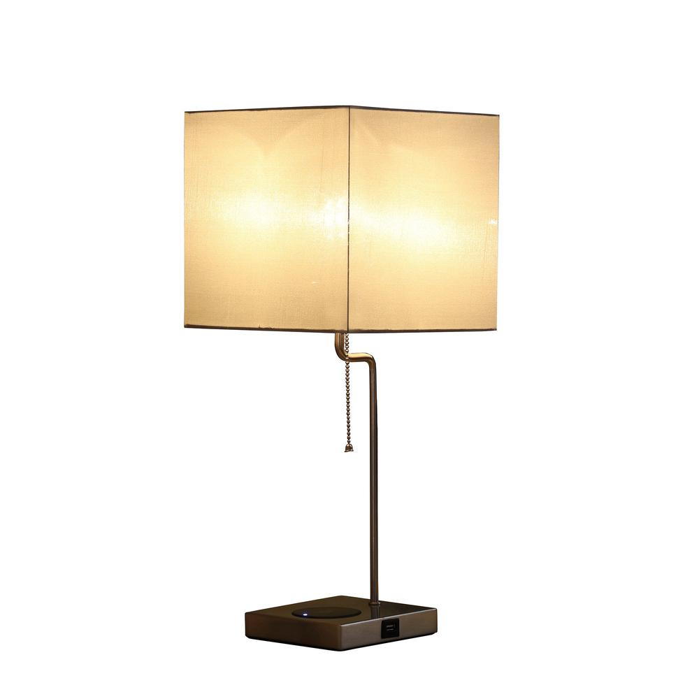 22” Industrial Square Metal Table Lamp with USB Port. Picture 2
