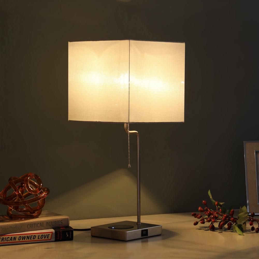 22” Industrial Square Metal Table Lamp with USB Port. Picture 4
