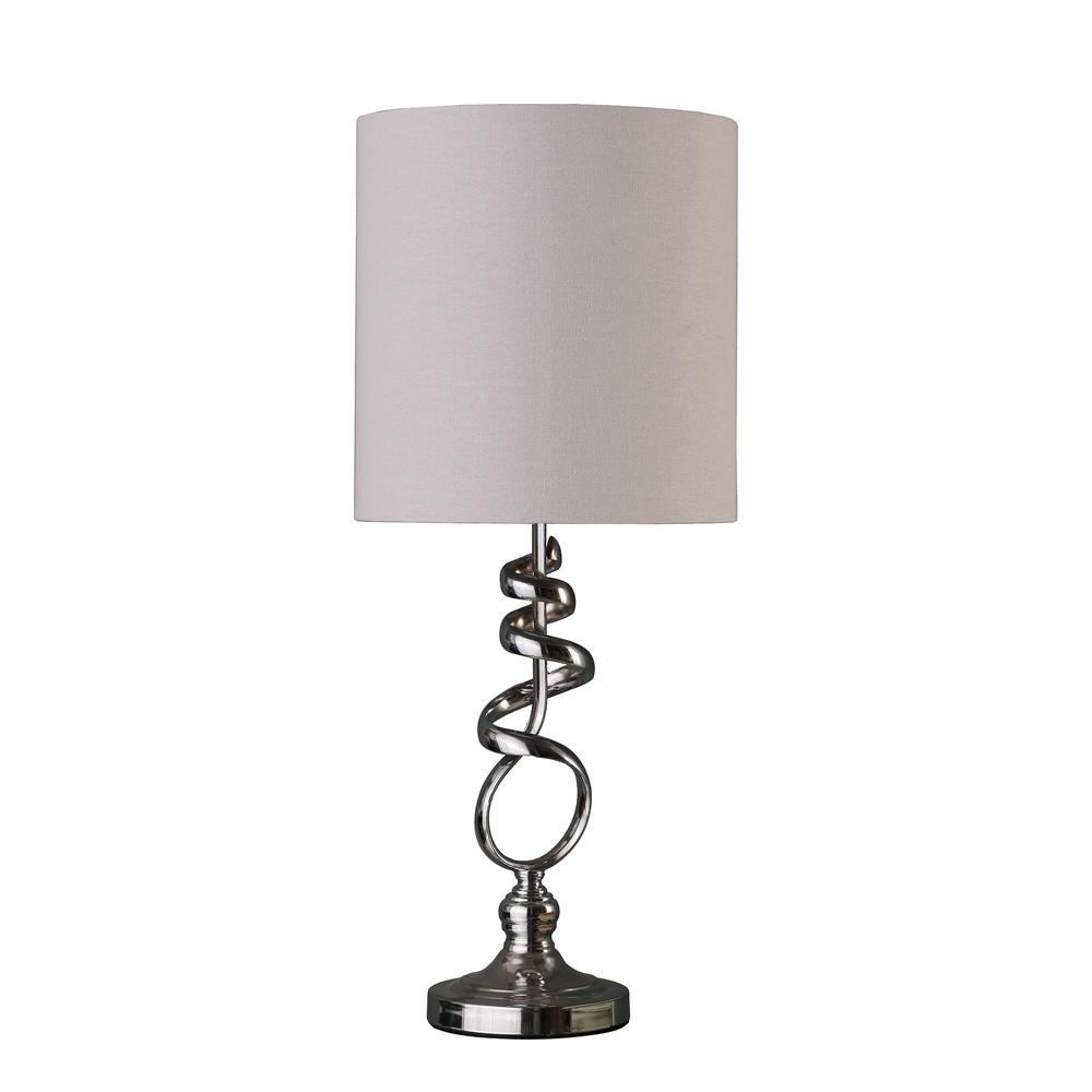 22” Abstract Silver Spiral Metal Table Lamp. Picture 1
