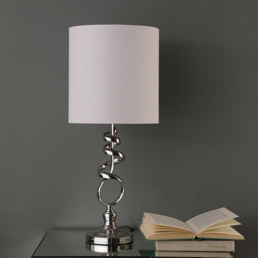 22” Abstract Silver Spiral Metal Table Lamp. Picture 3