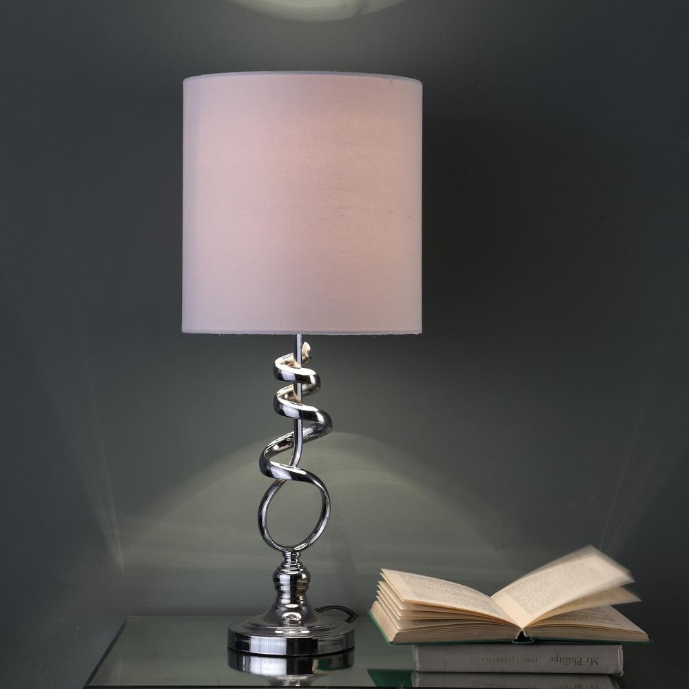 22” Abstract Silver Spiral Metal Table Lamp. Picture 4