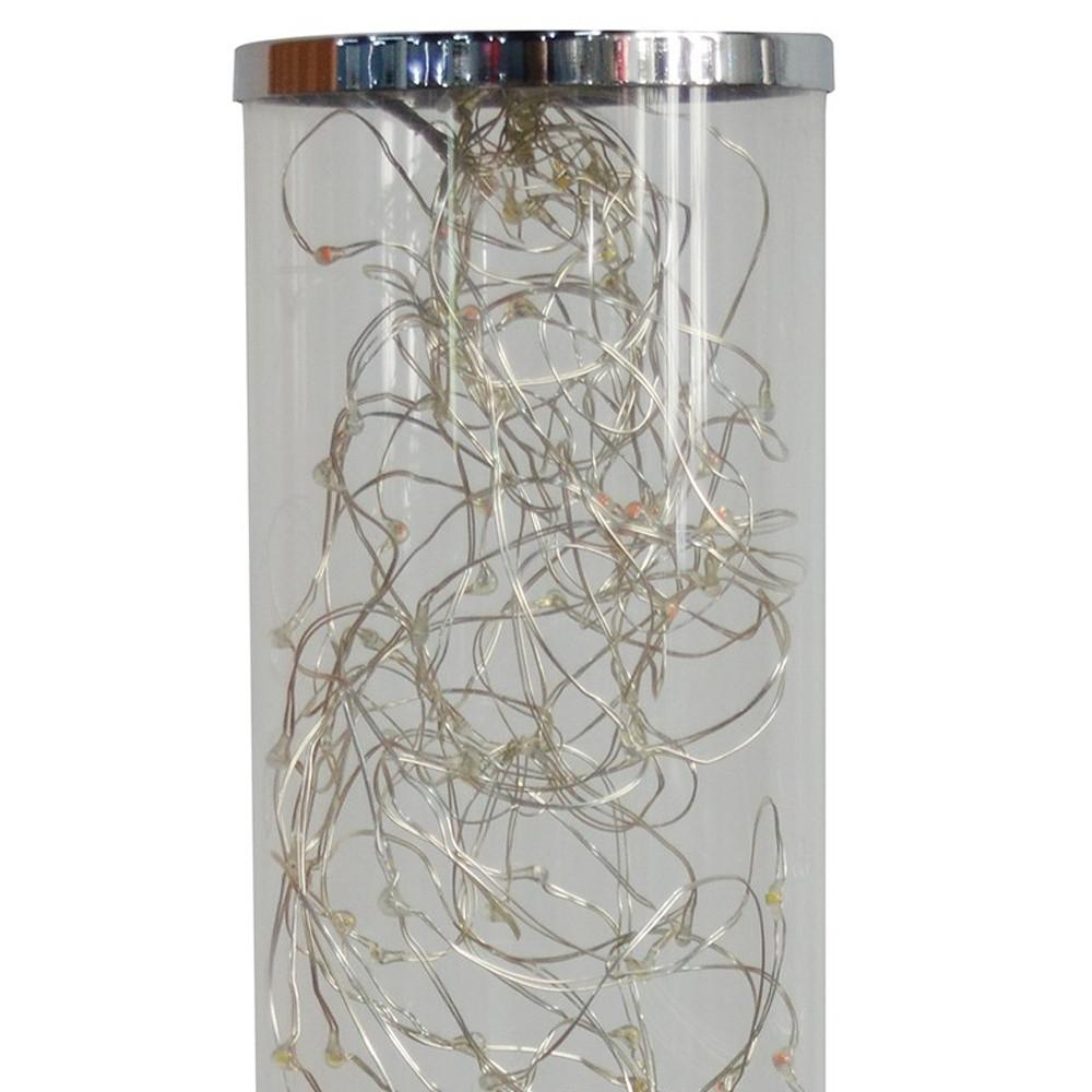13" Silver Metal Column LED Rope Table Lamp With Clear. Picture 5