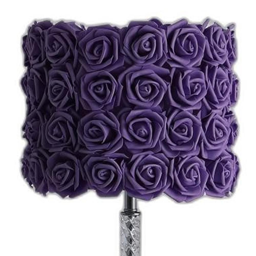 18” Lavender Roses Acrylic And Metal Table Lamp. Picture 5